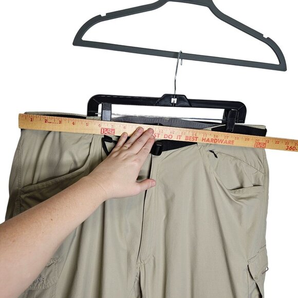 Cabelas Guidewear Beige Nylon Cargo‎ Pants 3X 30L Adjustable Belt Pockets Gorp - Picture 8 of 11